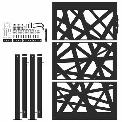 Gartentor Schwarz 100x150 cm Stahl Leichtes Design