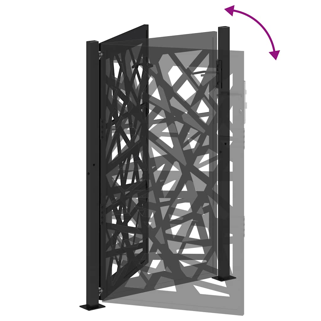 Gartentor Schwarz 100x150 cm Stahl Leichtes Design