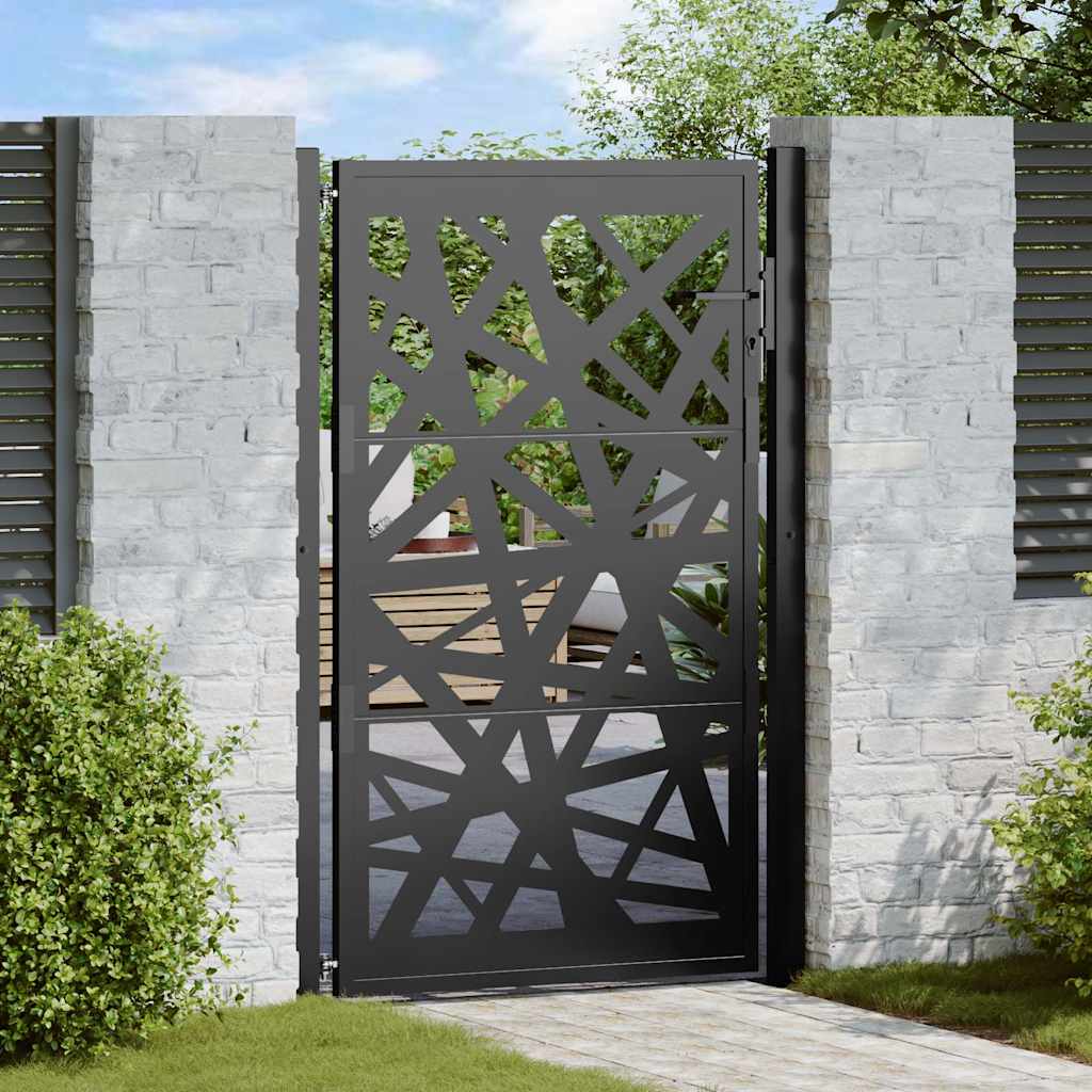 Gartentor Schwarz 100x150 cm Stahl Leichtes Design