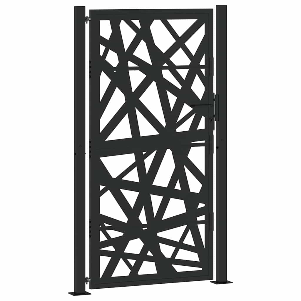 Gartentor Schwarz 100x175 cm Stahl Leichtes Design