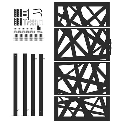 Gartentor Schwarz 100x175 cm Stahl Leichtes Design