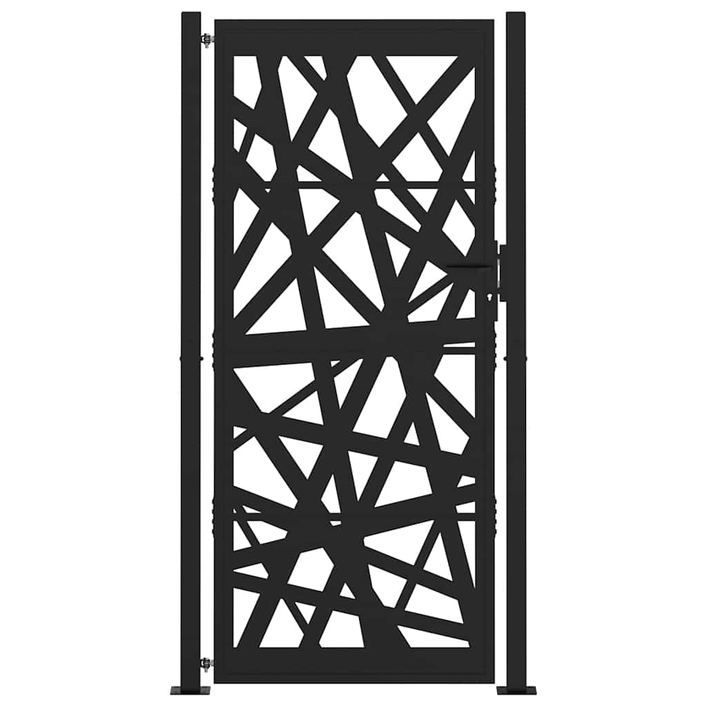 Gartentor Schwarz 100x200 cm Stahl Leichtes Design