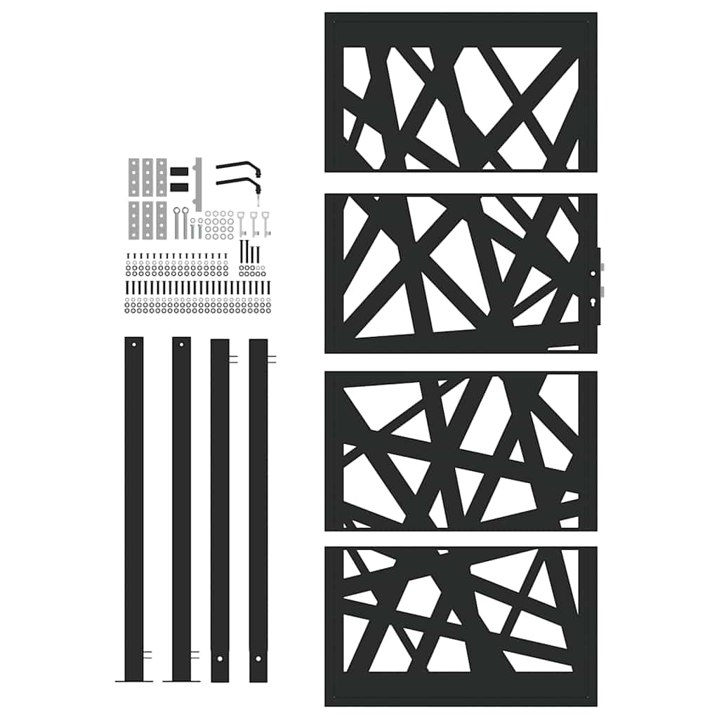Gartentor Schwarz 100x200 cm Stahl Leichtes Design
