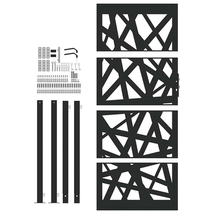 Gartentor Schwarz 100x200 cm Stahl Leichtes Design