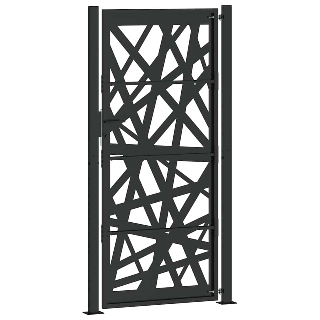 Gartentor Schwarz 100x200 cm Stahl Leichtes Design