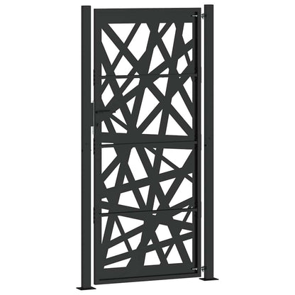 Gartentor Schwarz 100x200 cm Stahl Leichtes Design