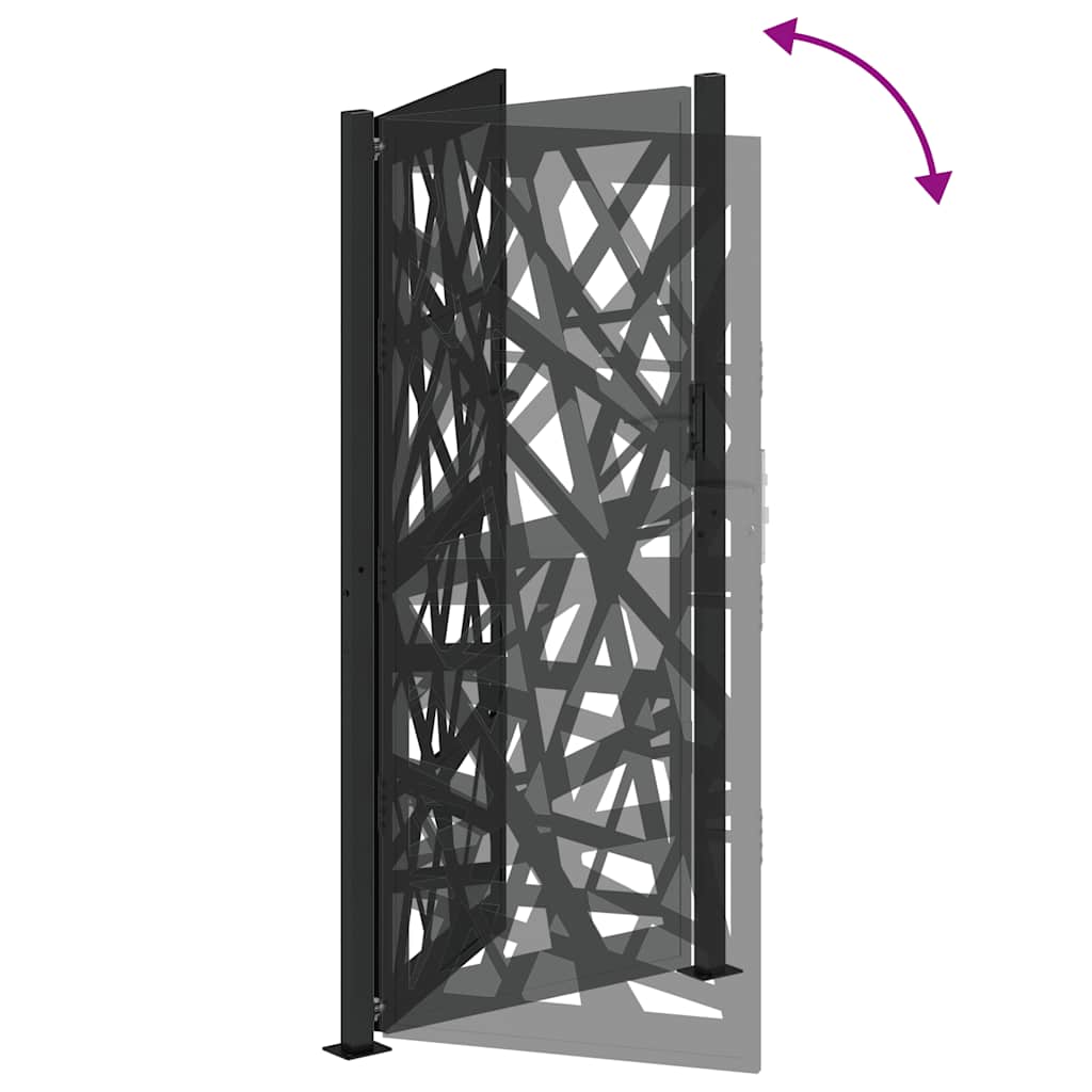 Gartentor Schwarz 100x200 cm Stahl Leichtes Design