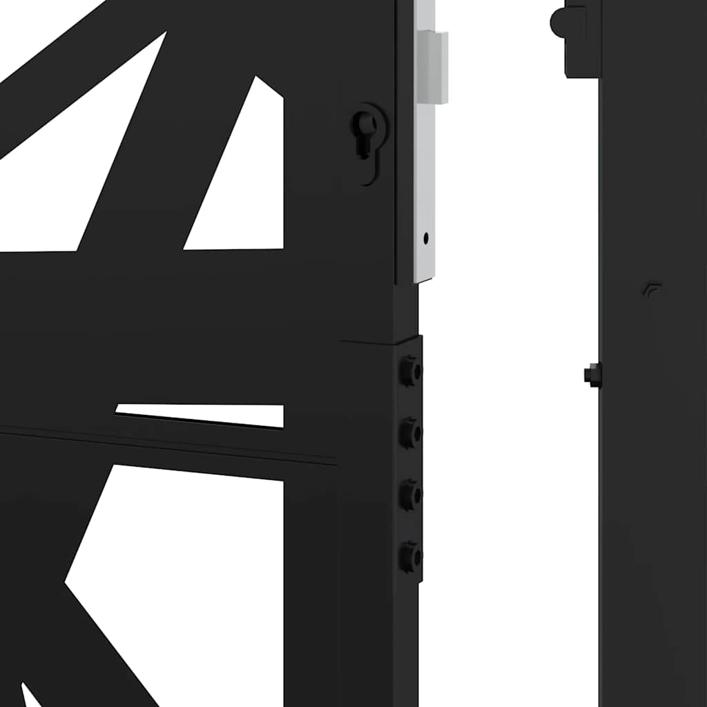 Gartentor Schwarz 100x200 cm Stahl Leichtes Design
