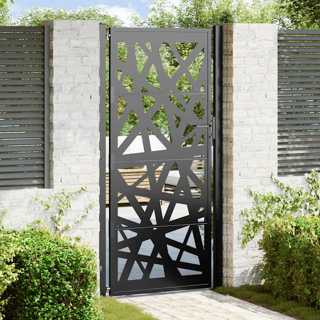 Gartentor Schwarz 100x200 cm Stahl Leichtes Design