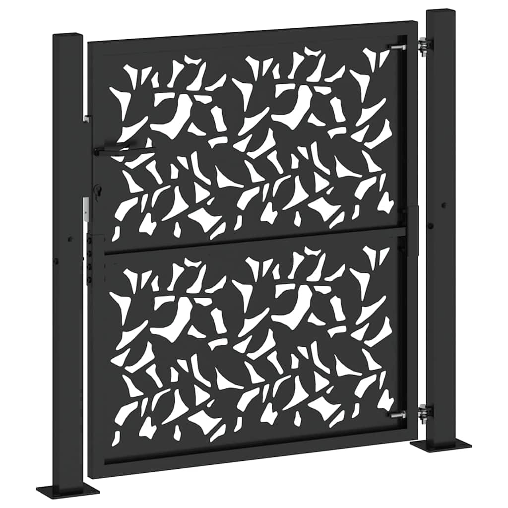 Gartentor Schwarz 100x100 cm Stahlblatt-Design
