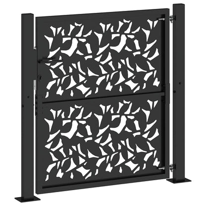 Gartentor Schwarz 100x100 cm Stahlblatt-Design