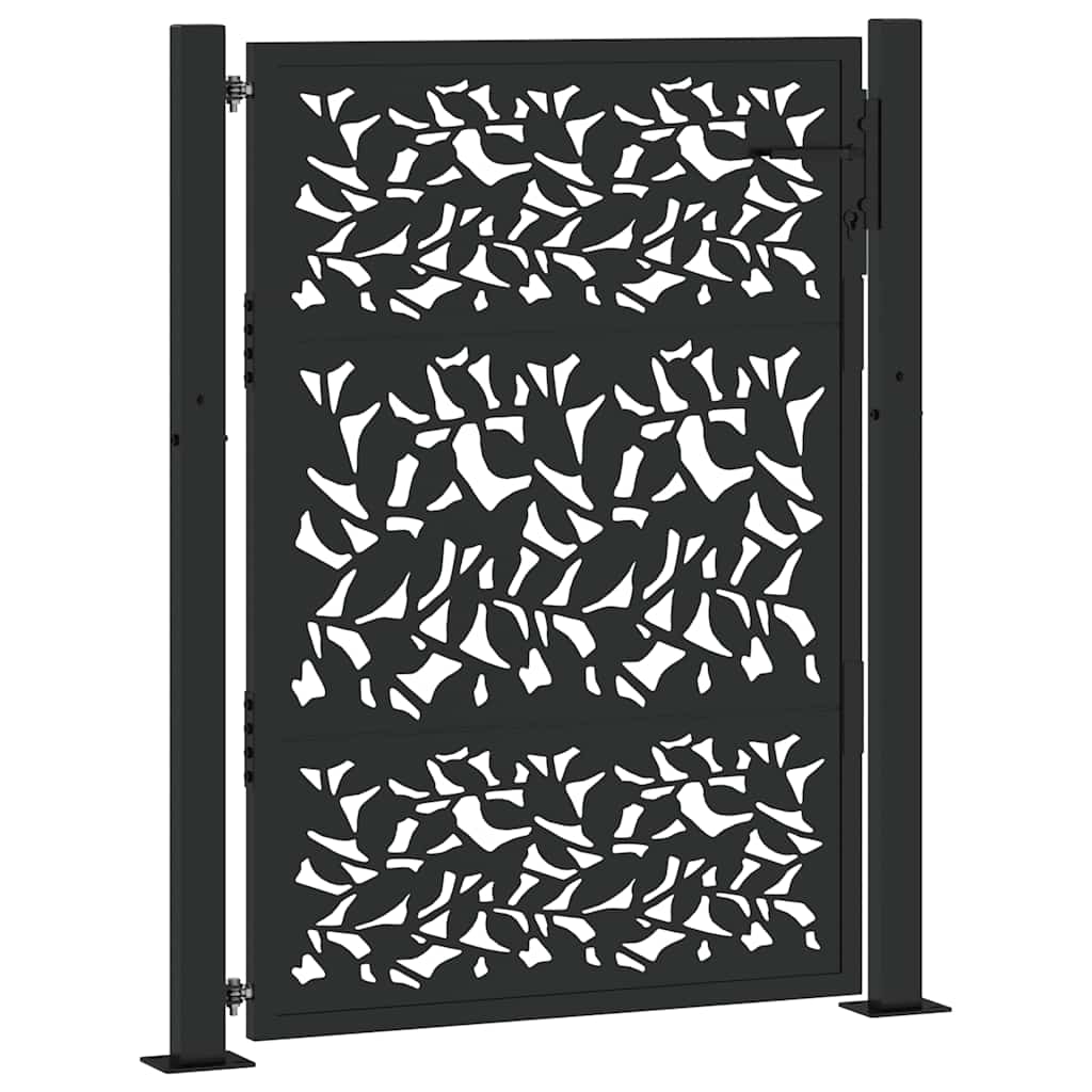 Gartentor Schwarz 100x125 cm Stahlblatt-Design