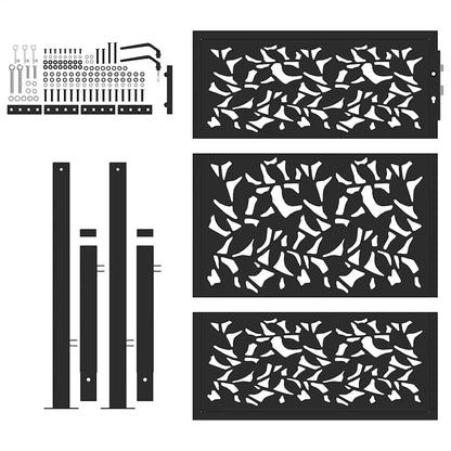 Gartentor Schwarz 100x125 cm Stahlblatt-Design