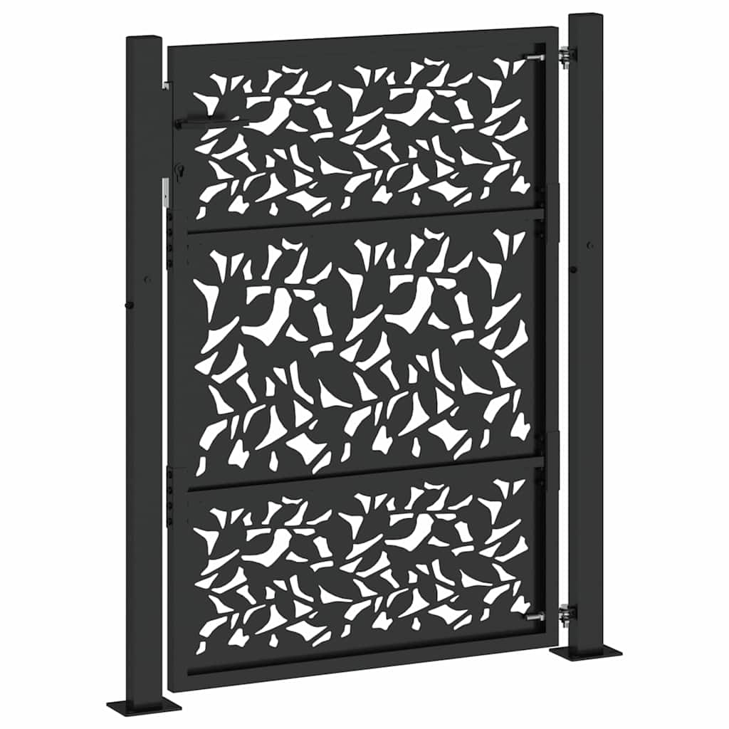 Gartentor Schwarz 100x125 cm Stahlblatt-Design