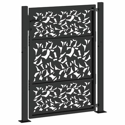 Gartentor Schwarz 100x125 cm Stahlblatt-Design