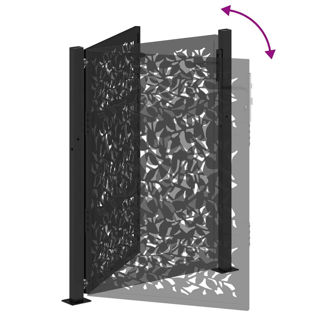 Gartentor Schwarz 100x125 cm Stahlblatt-Design