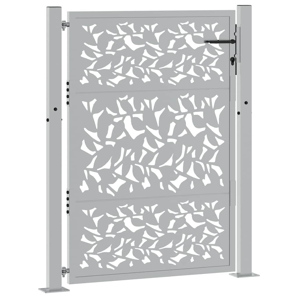 Gartentor 100x125 cm Verwitterungsstahl Blattdesign