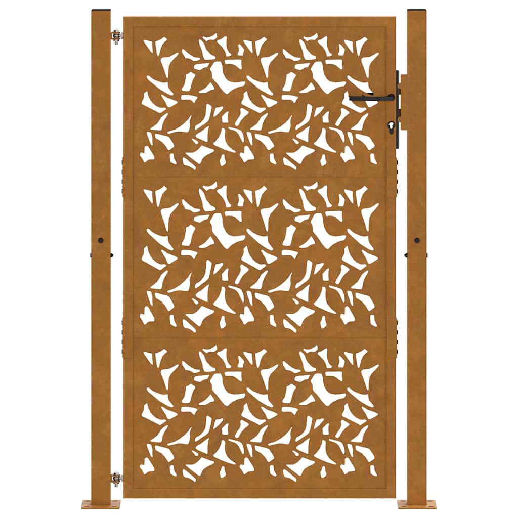 Gartentor 100x125 cm Verwitterungsstahl Blattdesign