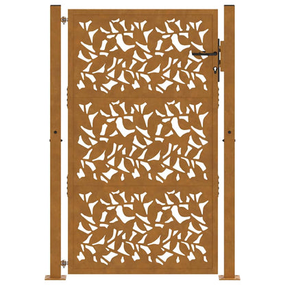 Gartentor 100x125 cm Verwitterungsstahl Blattdesign