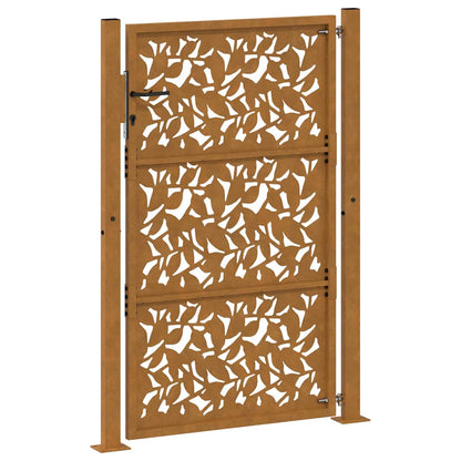 Gartentor 100x125 cm Verwitterungsstahl Blattdesign
