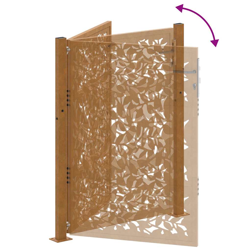 Gartentor 100x125 cm Verwitterungsstahl Blattdesign