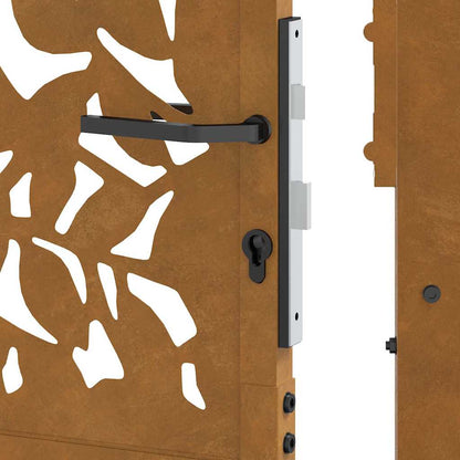 Gartentor 100x125 cm Verwitterungsstahl Blattdesign