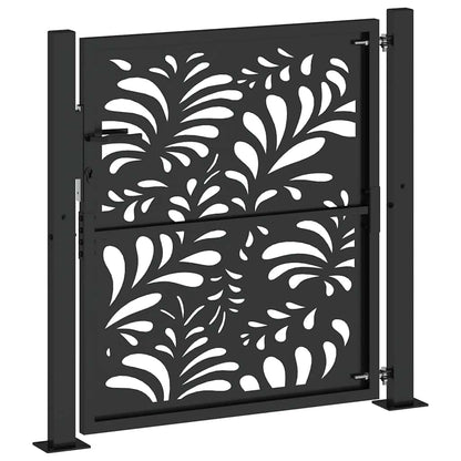 Gartentor Schwarz 100x100 cm Stahl Wellen-Design