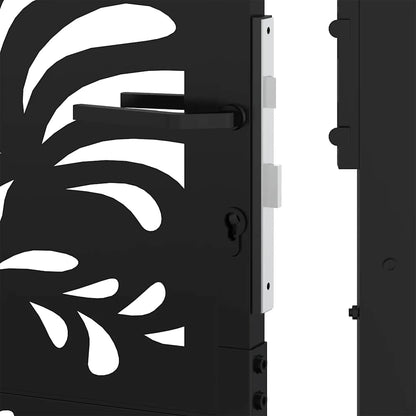 Gartentor Schwarz 100x100 cm Stahl Wellen-Design