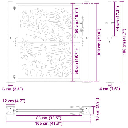Gartentor Schwarz 100x100 cm Stahl Wellen-Design