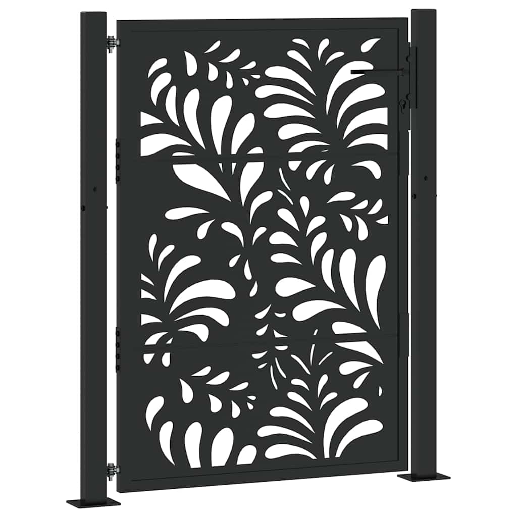 Gartentor Schwarz 100x125 cm Stahl Wellendesign