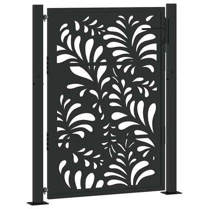 Gartentor Schwarz 100x125 cm Stahl Wellendesign
