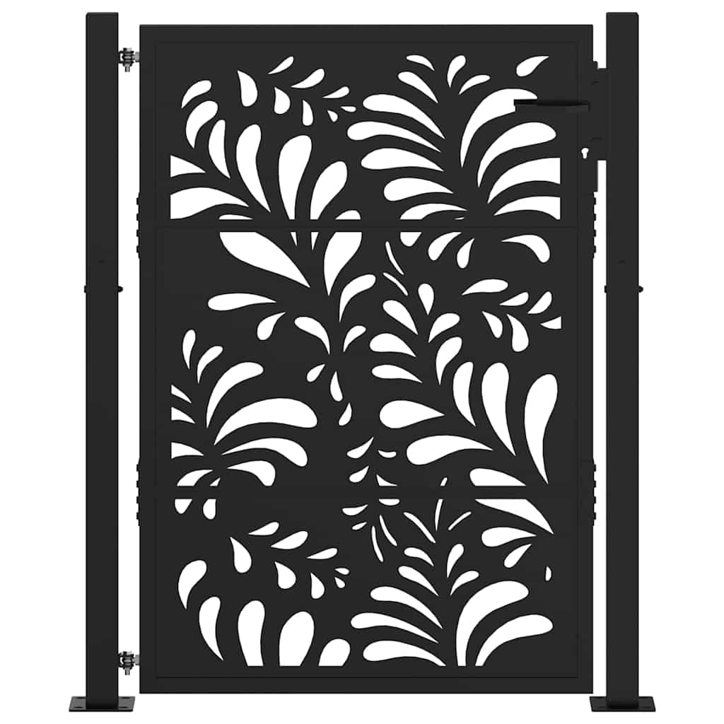 Gartentor Schwarz 100x125 cm Stahl Wellendesign