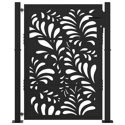 Gartentor Schwarz 100x125 cm Stahl Wellendesign