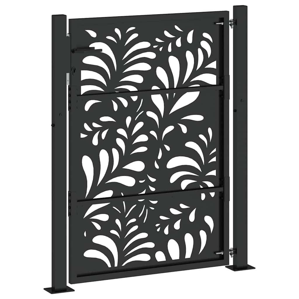 Gartentor Schwarz 100x125 cm Stahl Wellendesign