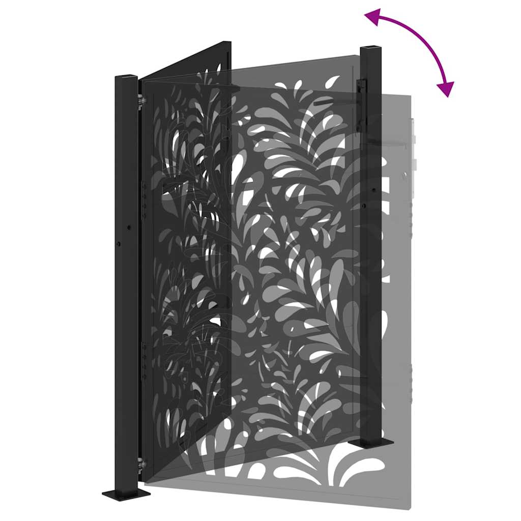 Gartentor Schwarz 100x125 cm Stahl Wellendesign