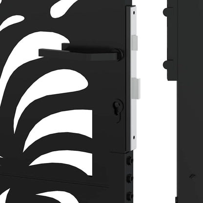 Gartentor Schwarz 100x125 cm Stahl Wellendesign
