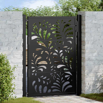 Gartentor Schwarz 100x125 cm Stahl Wellendesign