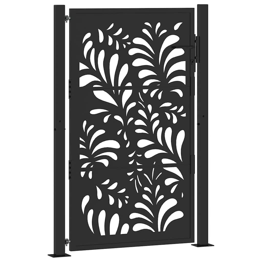 Gartentor Schwarz 100x150 cm Stahl Wellendesign