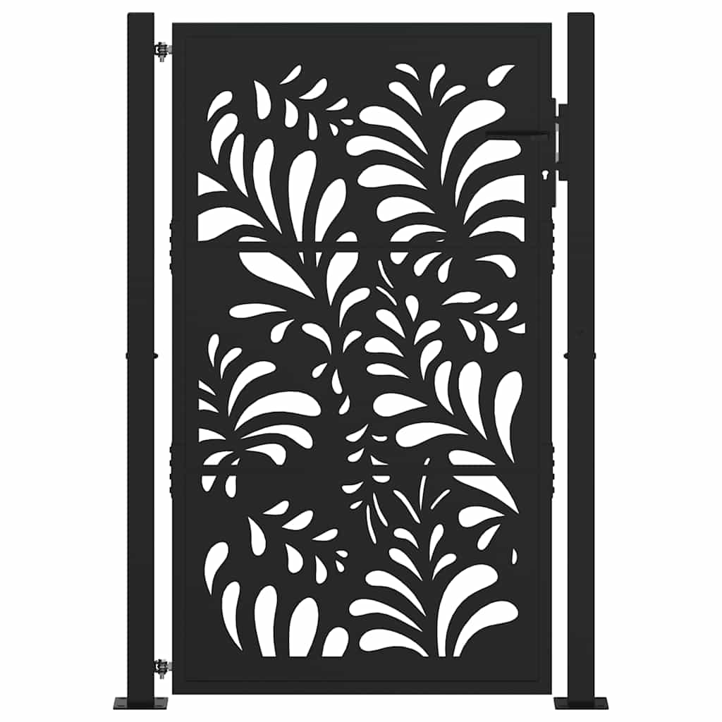 Gartentor Schwarz 100x150 cm Stahl Wellendesign