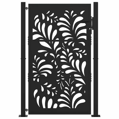 Gartentor Schwarz 100x150 cm Stahl Wellendesign