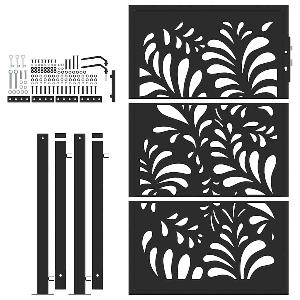 Gartentor Schwarz 100x150 cm Stahl Wellendesign