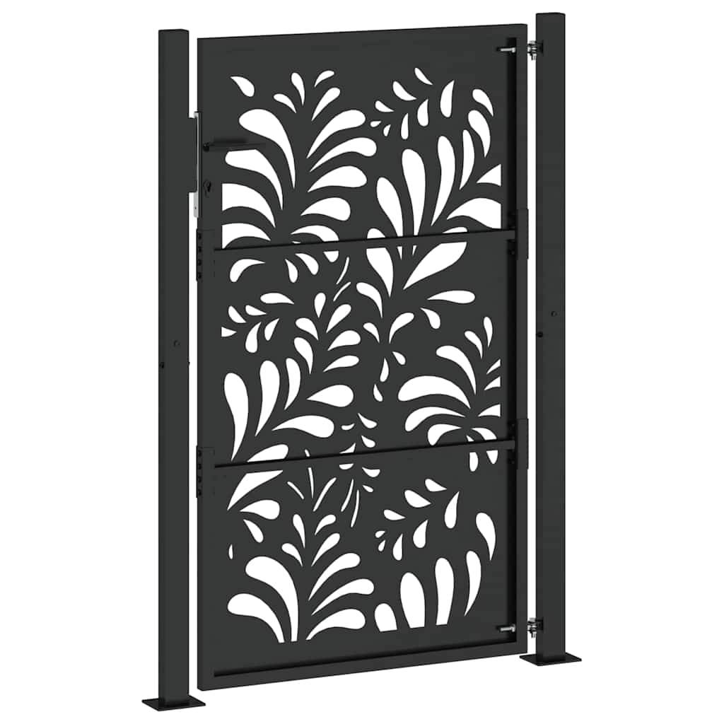 Gartentor Schwarz 100x150 cm Stahl Wellendesign