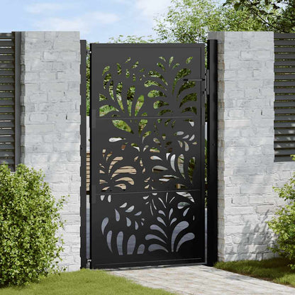 Gartentor Schwarz 100x150 cm Stahl Wellendesign