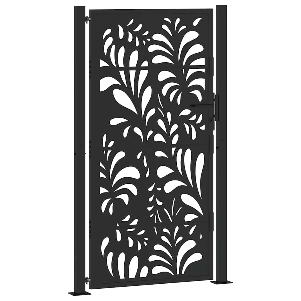 Gartentor Schwarz 100x175 cm Stahl Wellendesign