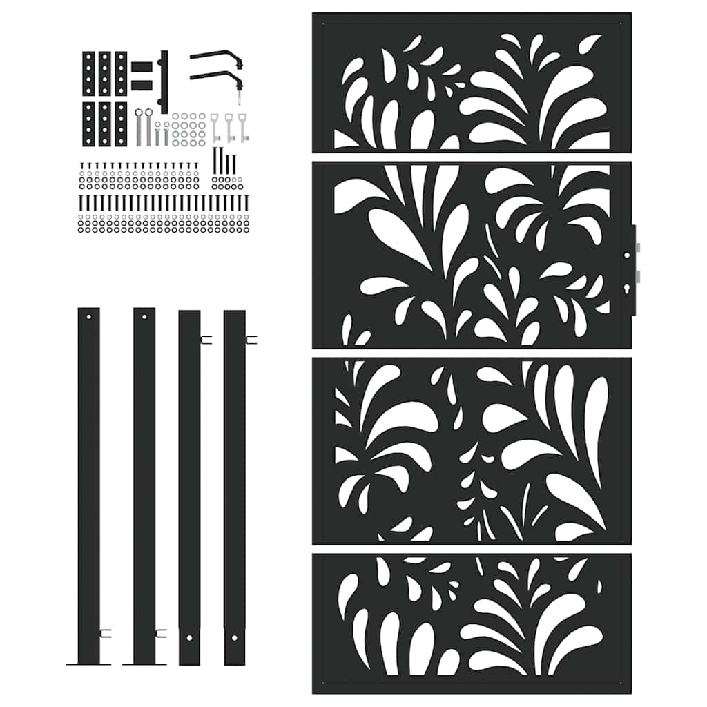 Gartentor Schwarz 100x175 cm Stahl Wellendesign