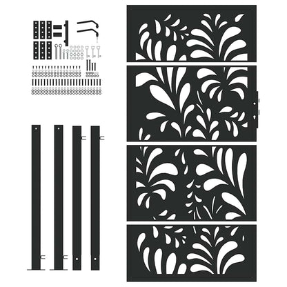 Gartentor Schwarz 100x175 cm Stahl Wellendesign