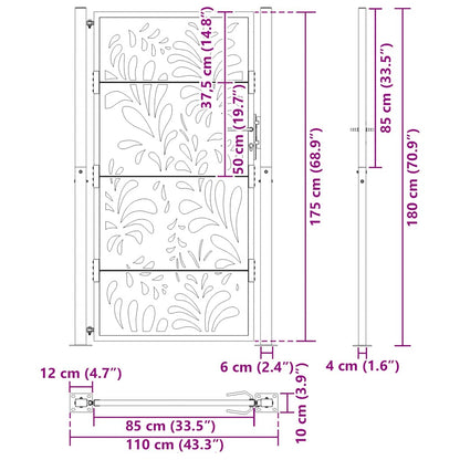 Gartentor Schwarz 100x175 cm Stahl Wellendesign