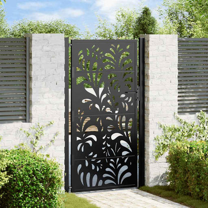 Gartentor Schwarz 100x175 cm Stahl Wellendesign