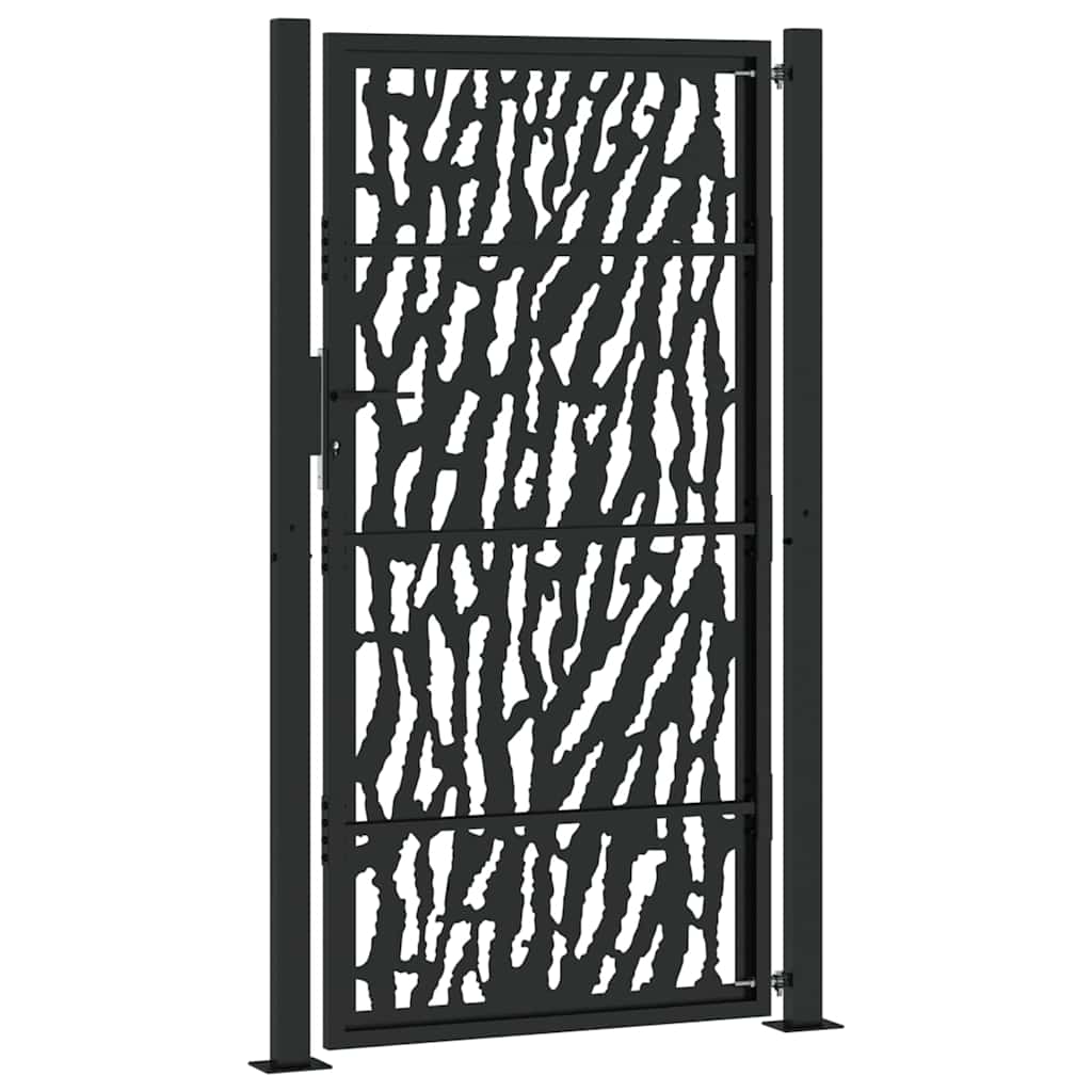 Gartentor Schwarz 100x175 cm Stahl Trace Design