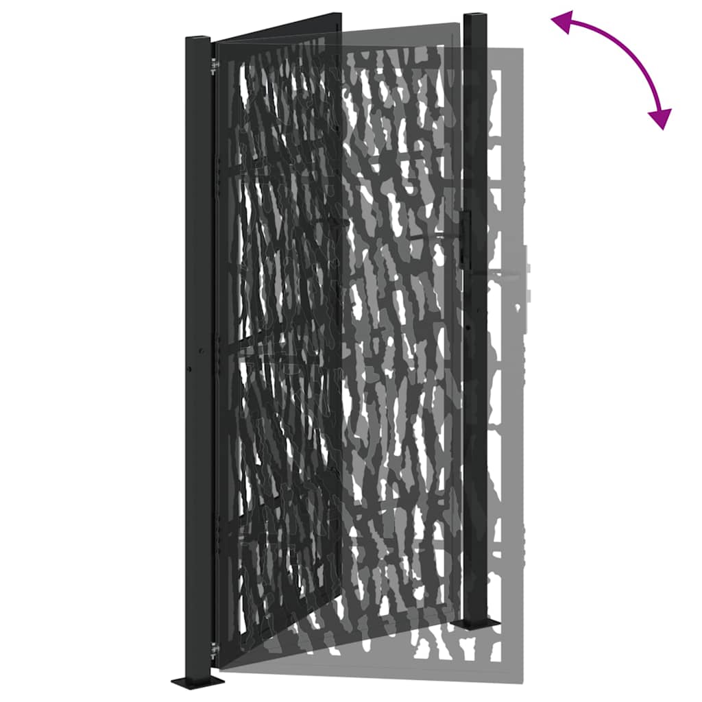 Gartentor Schwarz 100x175 cm Stahl Trace Design